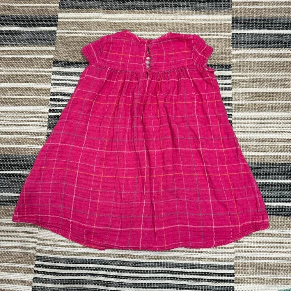 Tucker + Tate Girls Double Plaid Gauzy Dress Casual Pockets Grid Electric Pink 6